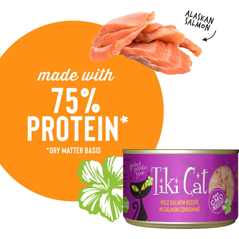 Tiki Cat Luau Canned Cat Food, Wild Salmon, 6-oz image number null