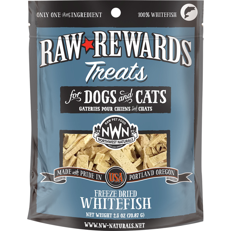 Northwest Naturals Raw Rewards Freeze-Dried Dog & Cat Treats, Whitefish, 2.5-oz image number null