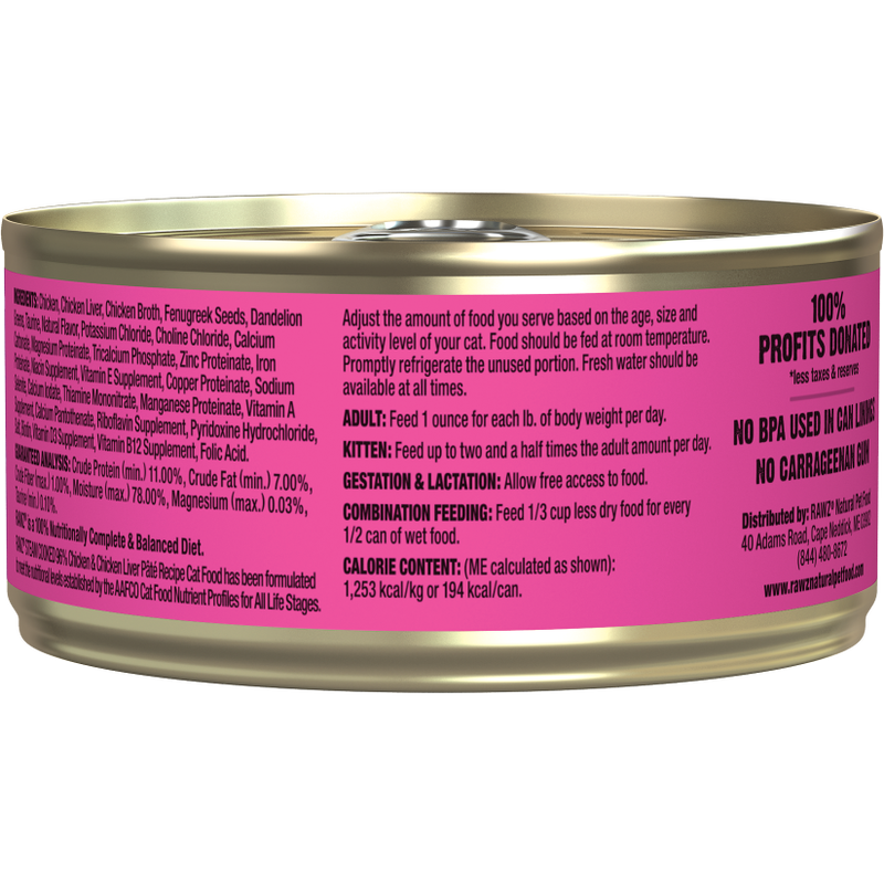 Rawz 96% Pate Canned Cat Food, Chicken & Chicken Liver image number null