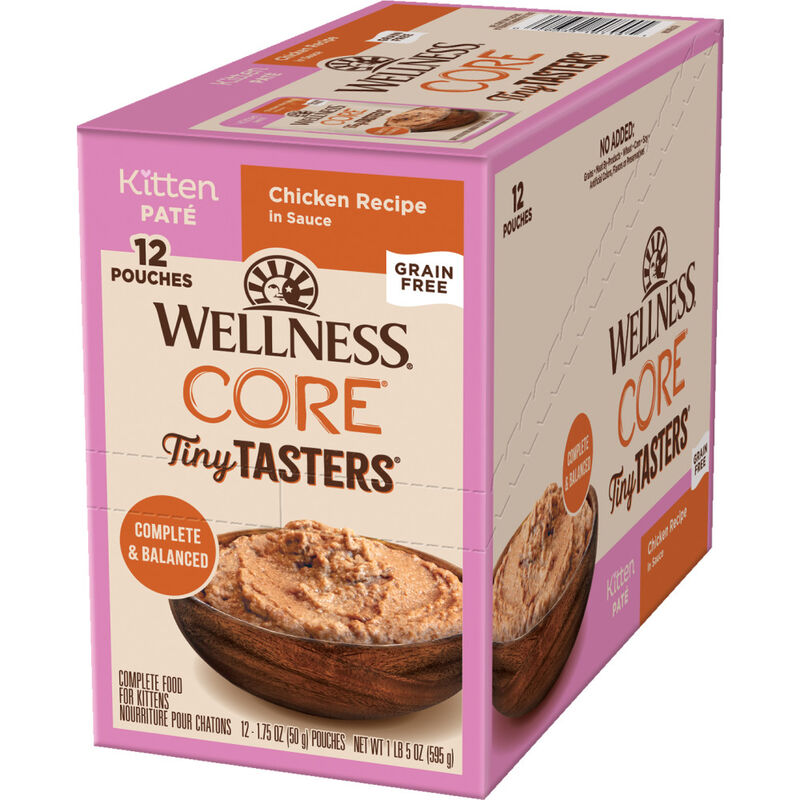 Wellness Core Tiny Tasters Wet Cat Food, Pate, Kitten, Chicken, 1.75-oz image number null