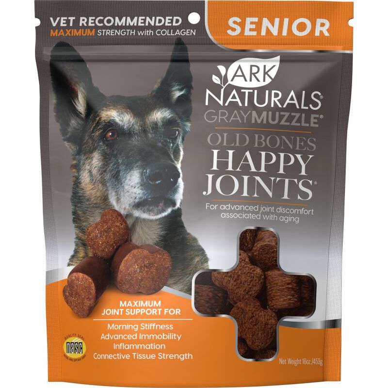 Ark Naturals Gray Muzzle Old Bones Happy Joints Maximum Strength Senior Dog Treats, 16-oz image number null