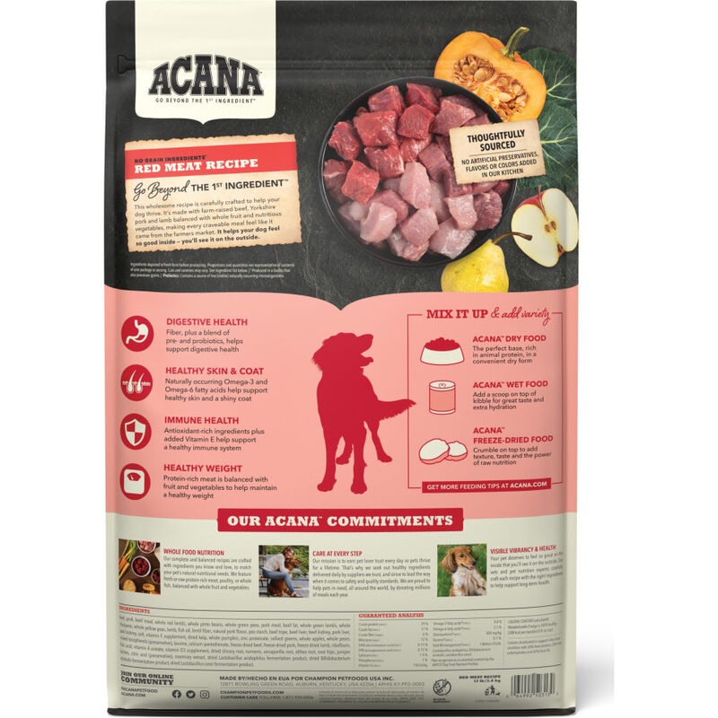 Acana Grain-Free Dry Dog Food, Red Meat, 25-lb image number null