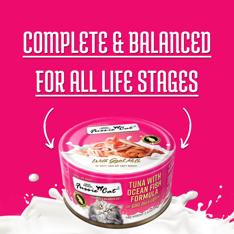 Fussie Cat Super Premium Goat Milk Canned Cat Food, Tuna & Ocean Fish, 2.47-oz image number null