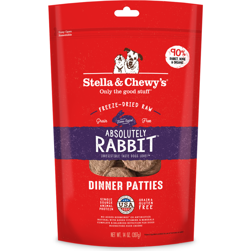 Stella & Chewy's Dinner Patties Raw Freeze-Dried Dog Food, Absolutely Rabbit, 14-oz image number null