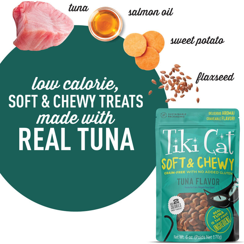 Tiki Cat Soft & Chewy Cat Treats, Tuna, 6-oz image number null