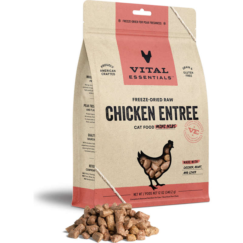 Vital Essentials Raw Freeze-Dried Cat Food, Chicken, Mini Nibs, 12-oz image number null