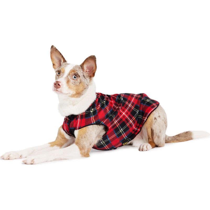 Gold Paw Stretch Fleece Dog Coat, Red Plaid image number null