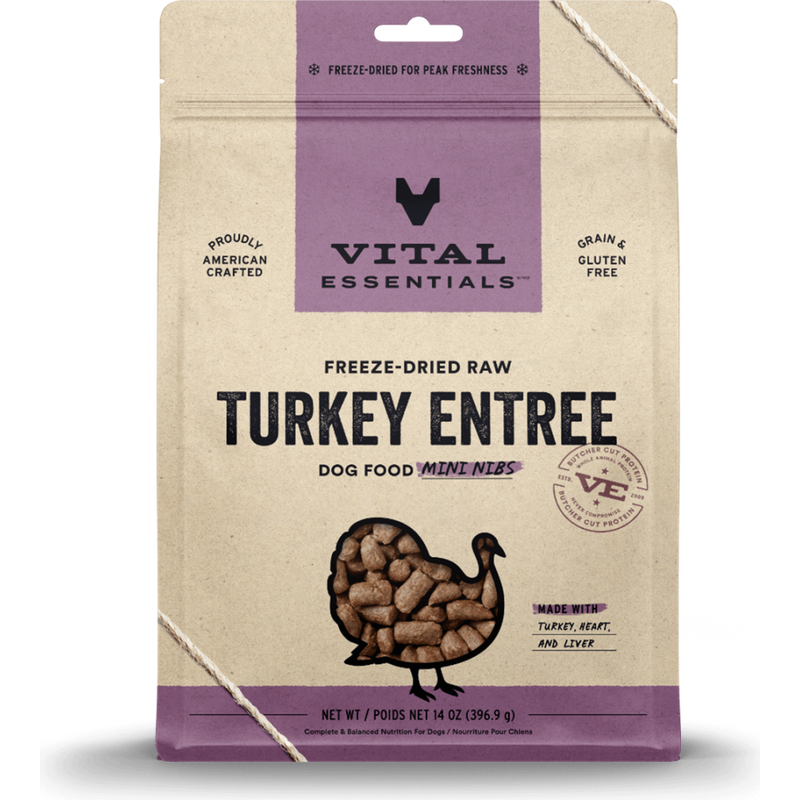 Vital Essentials Raw Freeze-Dried Dog Food, Turkey, Mini Nibs, 14-oz image number null