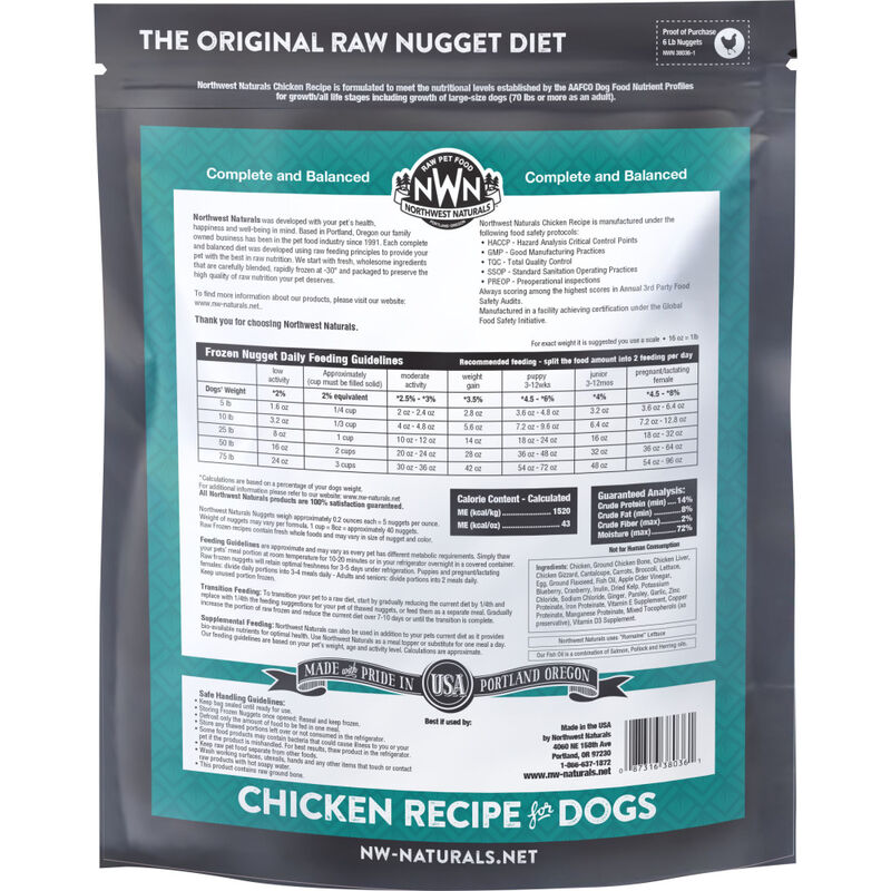 Northwest Naturals Raw Frozen Dog Food, Nuggets, Chicken, 6-lb image number null