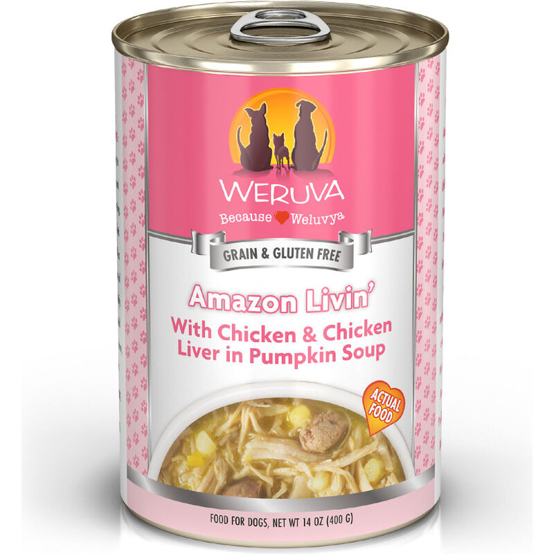 Weruva Classic Canned Dog Food, Amazon Livin', Chicken Liver & Pumpkin Soup, 14-oz image number null
