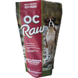OC Raw Frozen Dog Food, Beef and Produce, 6-lb