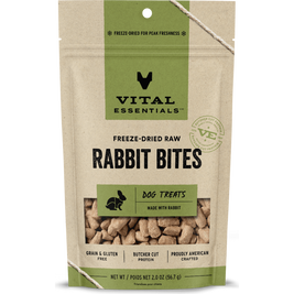 Vital Essentials Raw Freeze-Dried Dog Treats, Rabbit Bites, 2-oz