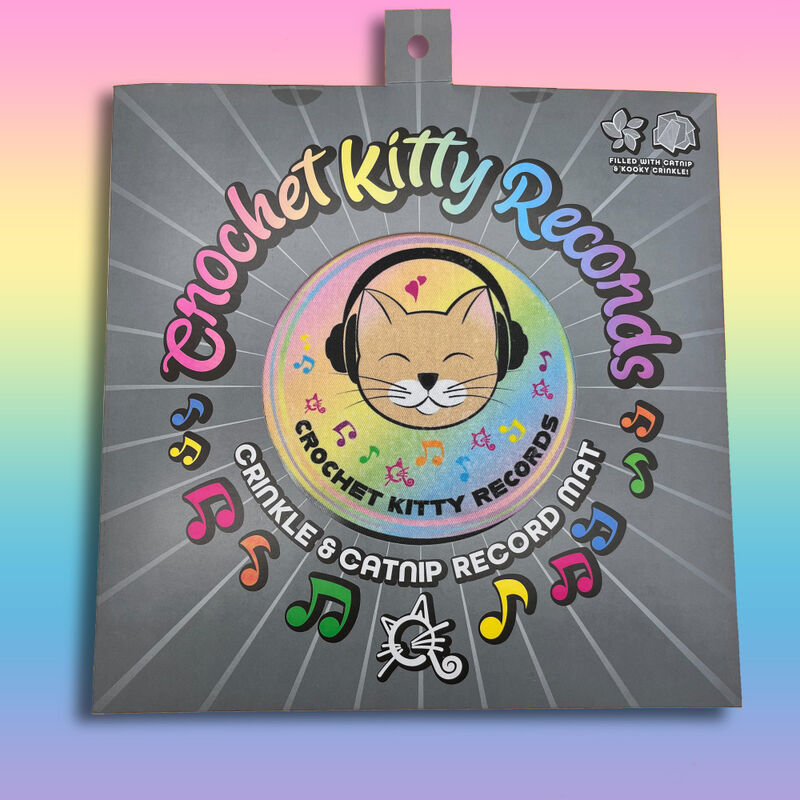 Crochet Kitty Crinkle and Catnip Record Cat Mat Cat Toy image number null