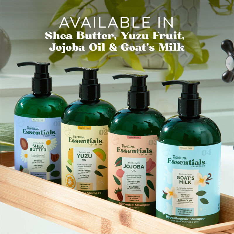Tropiclean Essentials Hypoallergenic Shampoo for Dogs Puppies & Cats, Goat's Milk, 16-oz image number null