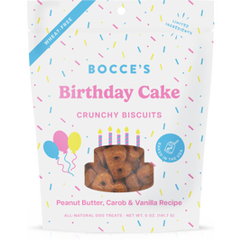 Bocce's Bakery Oven-Baked Biscuit Dog Treats, Birthday Cake, 5-oz