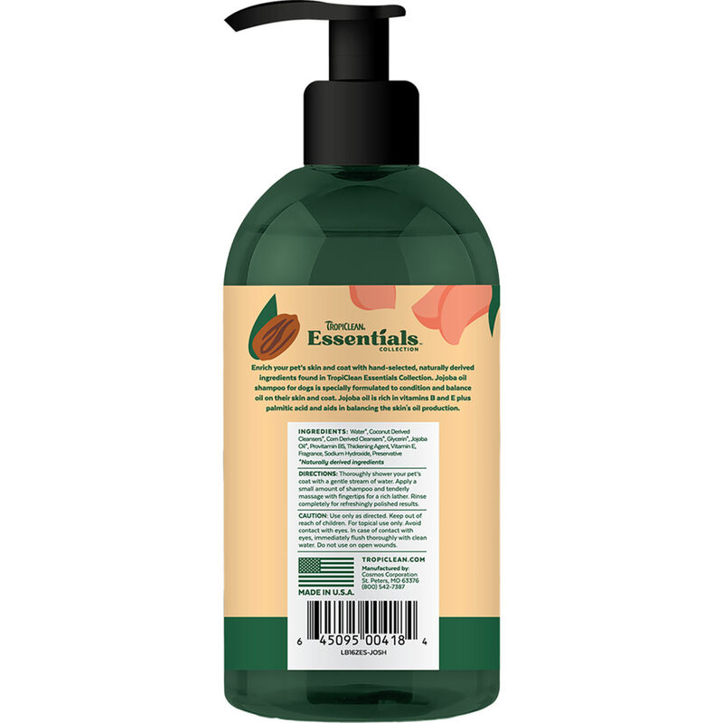 Tropiclean Essentials Oil Control Shampoo for Dogs, Jojoba, 16-oz image number null