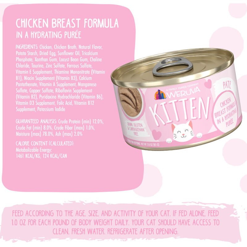 Weruva Kitten Canned Cat Food, Chicken Breast in Puree, 3-oz image number null