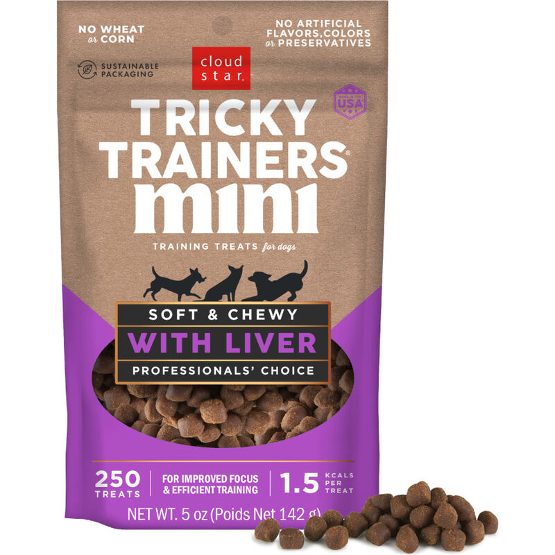 Cloud Star Tricky Trainers Soft & Chewy Dog Treats, Mini Liver, 5-oz image number null