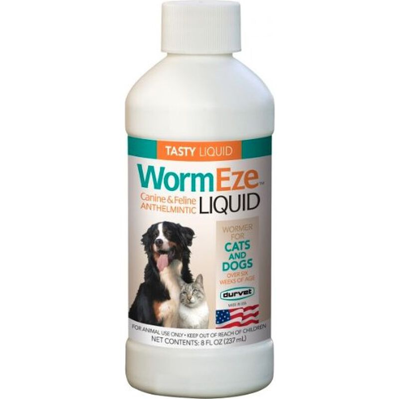 Durvet WormEze Liquid Wormer Dog & Cat Treatment, 8-oz image number null