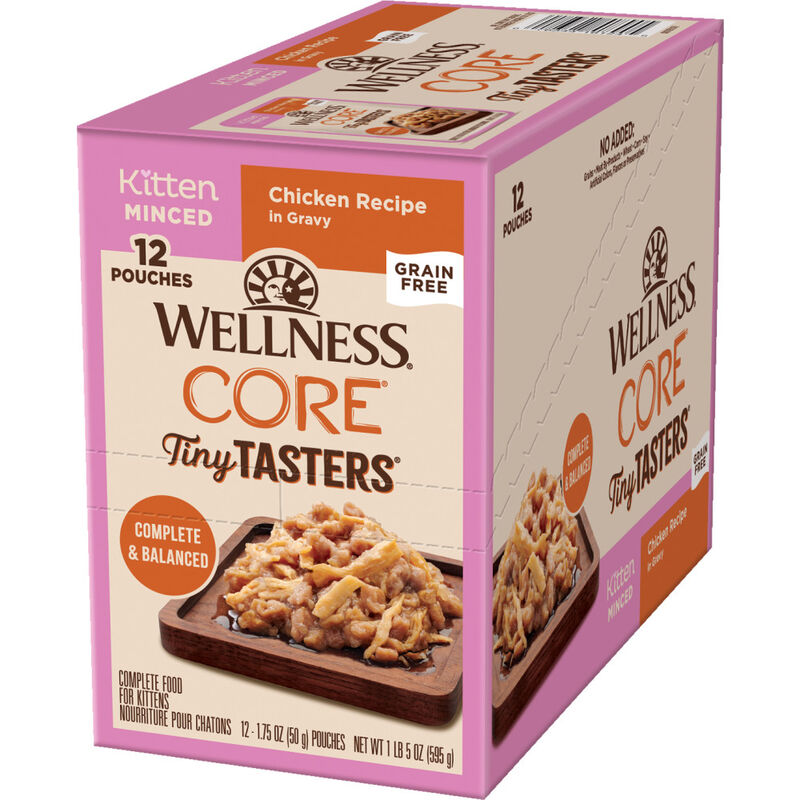 Wellness Core Tiny Tasters Wet Cat Food, Minced, Kitten, Chicken, 1.75-oz image number null