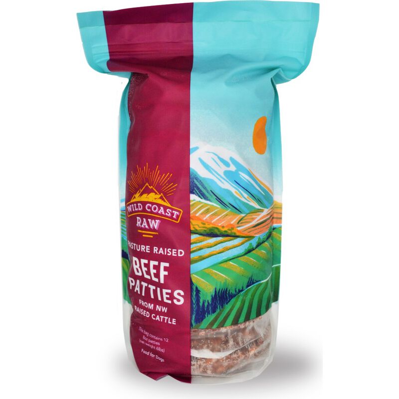 Wild Coast Raw Frozen Dog Food, Patties, Beef, 6-lb image number null