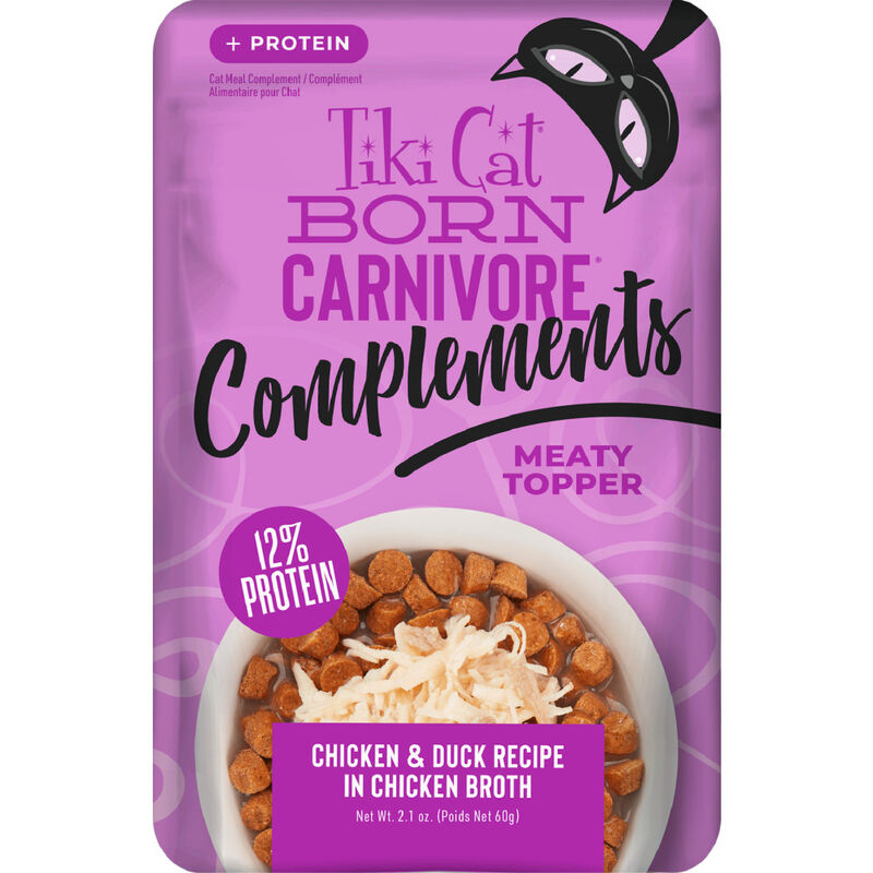 Tiki Cat Born Carnivore Complements Wet Cat Food Topper, Chicken & Duck, 2.1-oz image number null