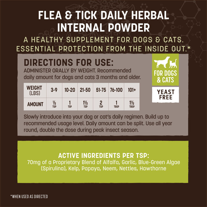 Earth Animal Nature's Protection Flea & Tick Herbal Yeast-Free Daily Internal Powder Dog & Cat Supplement, 8-oz image number null