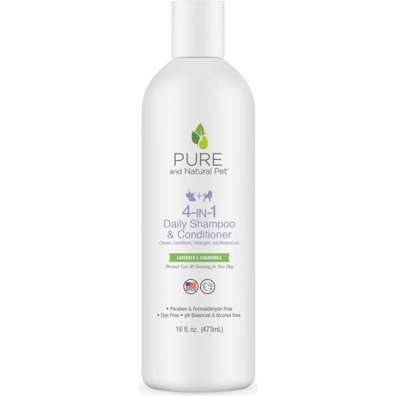 Pure and Natural Pet 4-in-1 Daily Shampoo & Conditioner, Lavender & Chamomile, 16-oz image number null