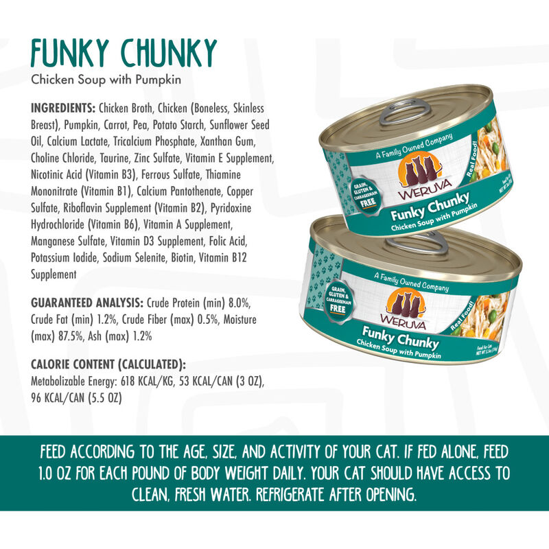 Weruva Classic Canned Cat Food, Funky Chunky, Chicken Soup & Pumpkin, 5.5-oz image number null