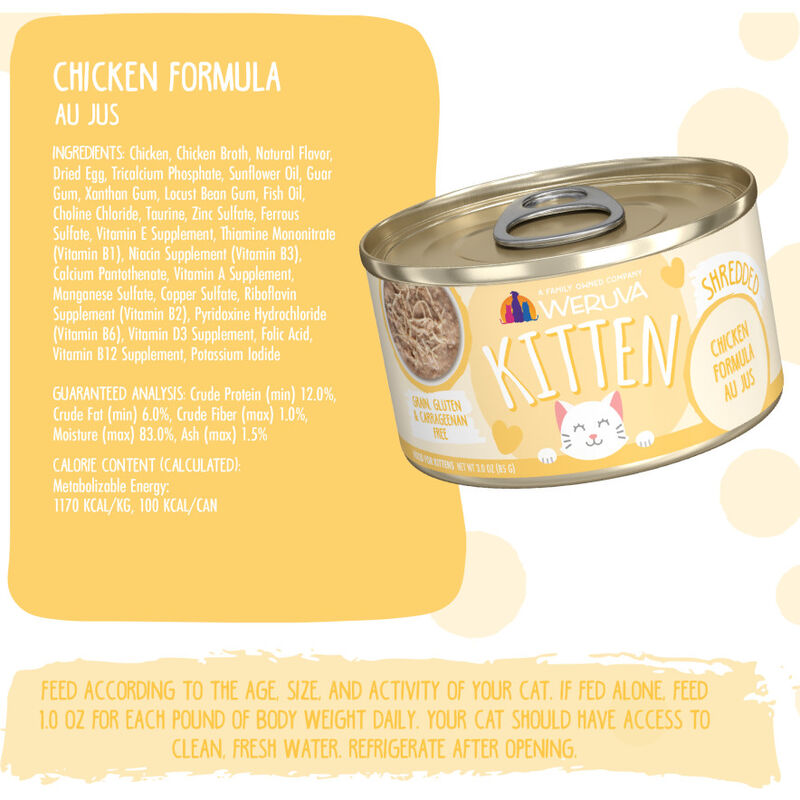Weruva Kitten Canned Cat Food, Chicken Au Jus, 3-oz image number null