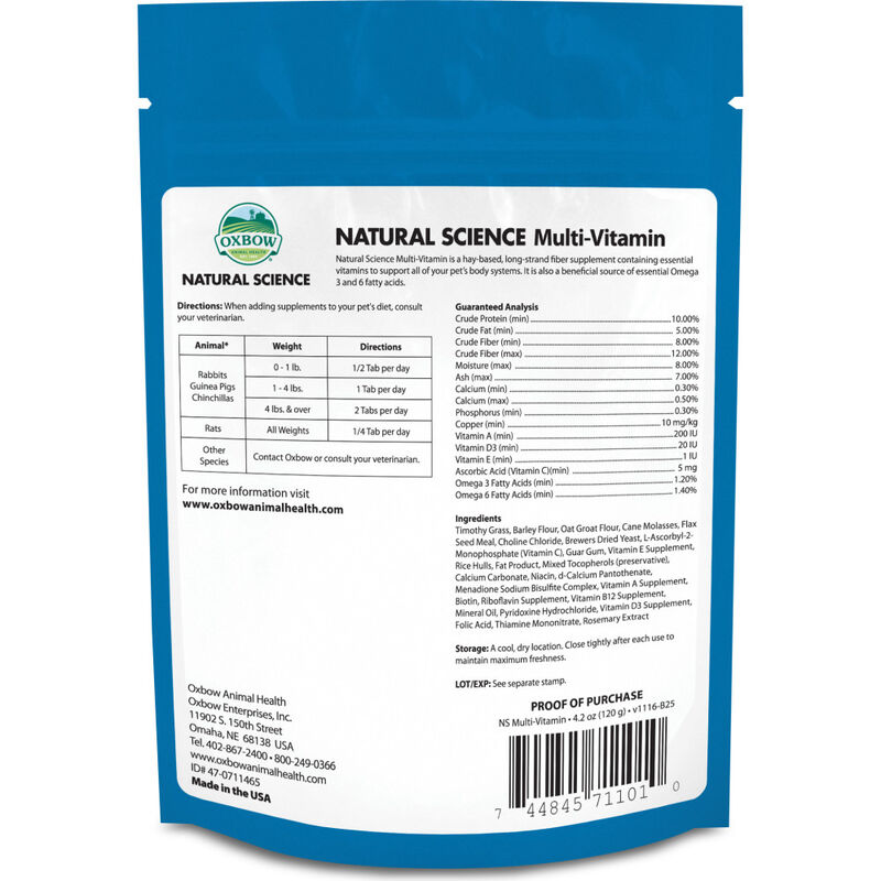 Oxbow Natural Science Multi-Vitamin Small Animal Supplement, 4.2-oz image number null