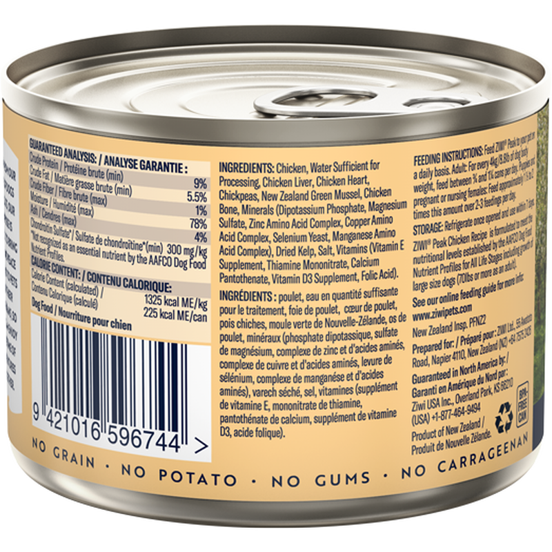 ZIWI Peak Original Series Canned Dog Food, Chicken, 6-oz image number null