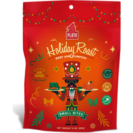 Plato Holiday Small Bites Dog Treats, Holiday Roast Beef & Pumpkin, 3-oz