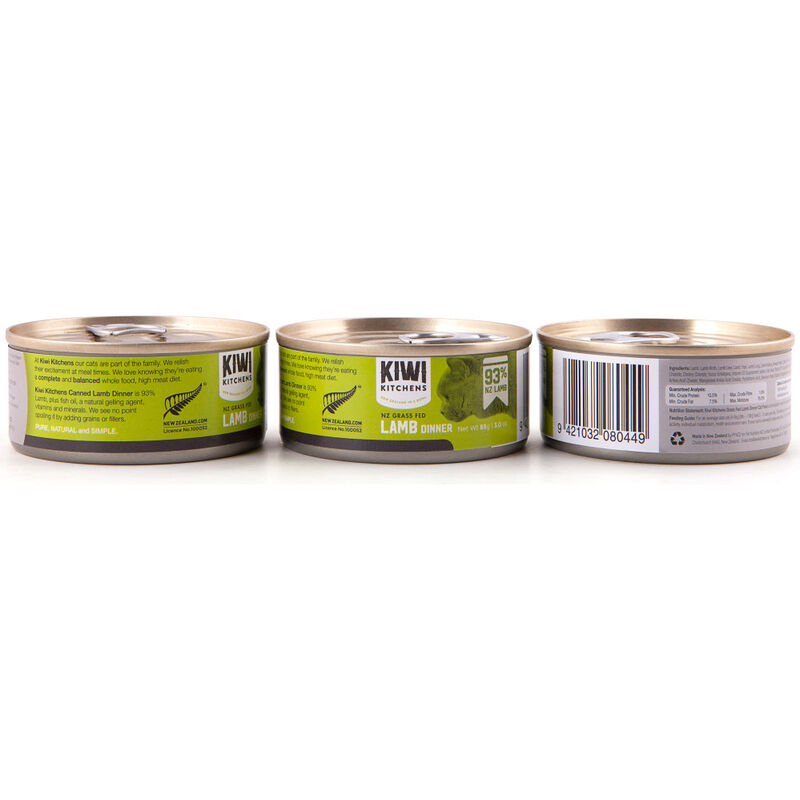 Kiwi Kitchens Canned Cat Food, Lamb, 3-oz image number null