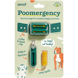 Woof Poomergency, Poop Bag Holder, Green