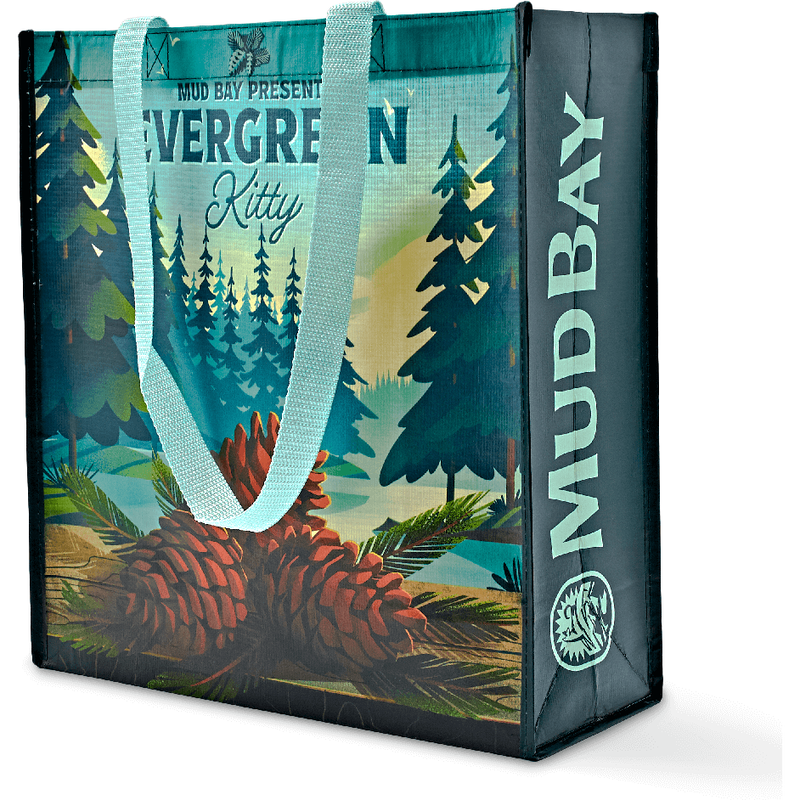 Mud Bay Resuable Shopping Bag, Evergreen Kitty image number null