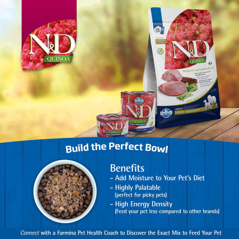 Farmina N&D Quinoa Dry Dog Food, Weight Management, Lamb image number null