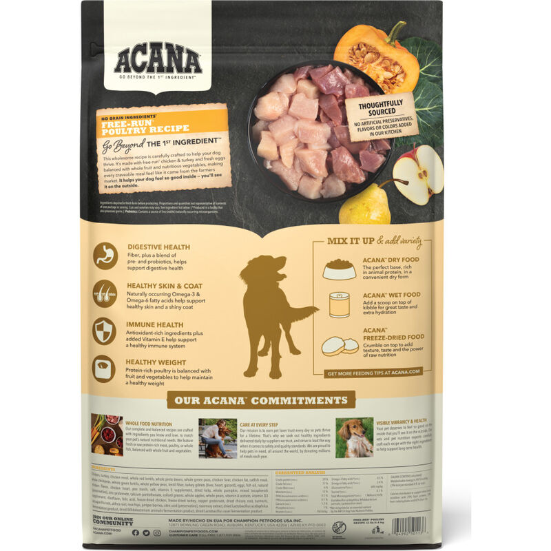 Acana Grain-Free Dry Dog Food, Free-Run Poultry, 25-lb image number null