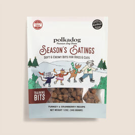 Polka Dog Holiday Soft & Chewy Training Bits Dog Treats, Season's Eatings, Turkey & Cranberry, 12-oz