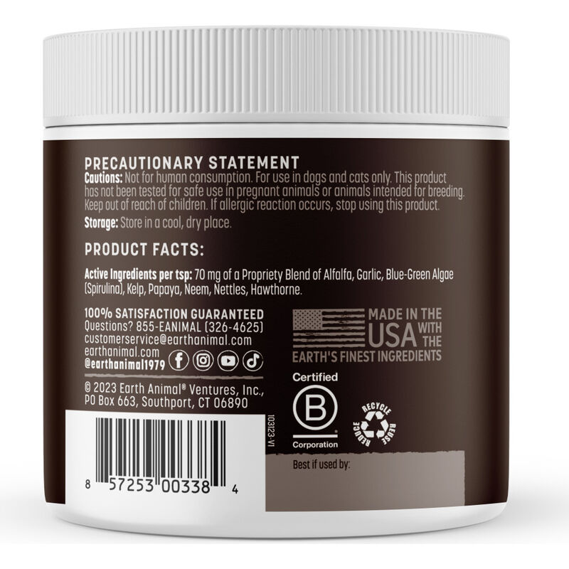 Earth Animal Nature's Protection Flea & Tick Herbal Yeast-Free Daily Internal Powder Dog & Cat Supplement, 8-oz image number null
