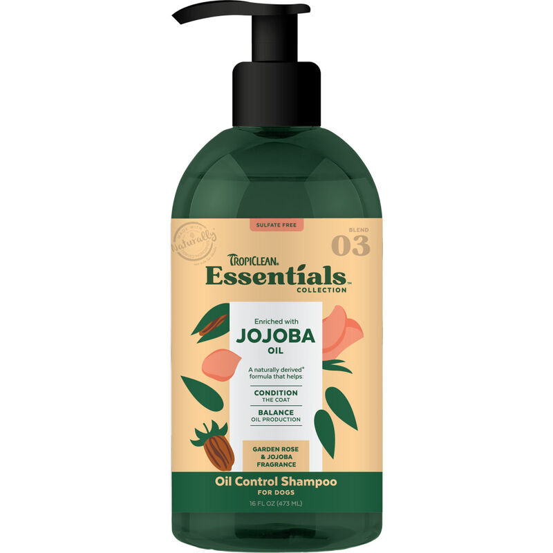 Tropiclean Essentials Oil Control Shampoo for Dogs, Jojoba, 16-oz image number null