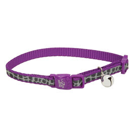 Coastal Lazer Brite Reflective Adjustable Breakaway Cat Collar, Purple Animal Print