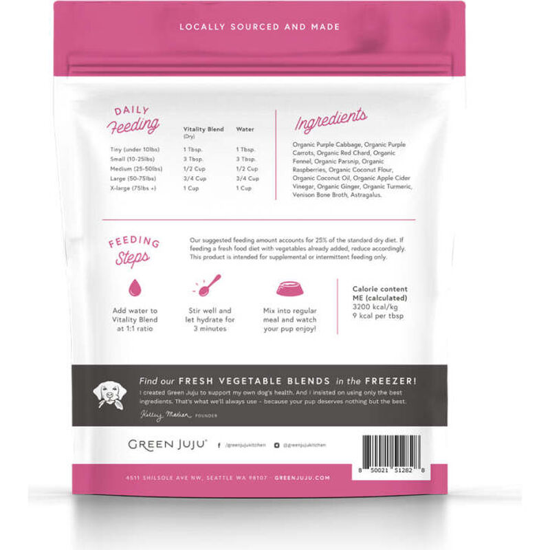 Green Juju Whole Food Freeze-Dried Pet Food Topper, Vitality Blend, 5.5-oz image number null