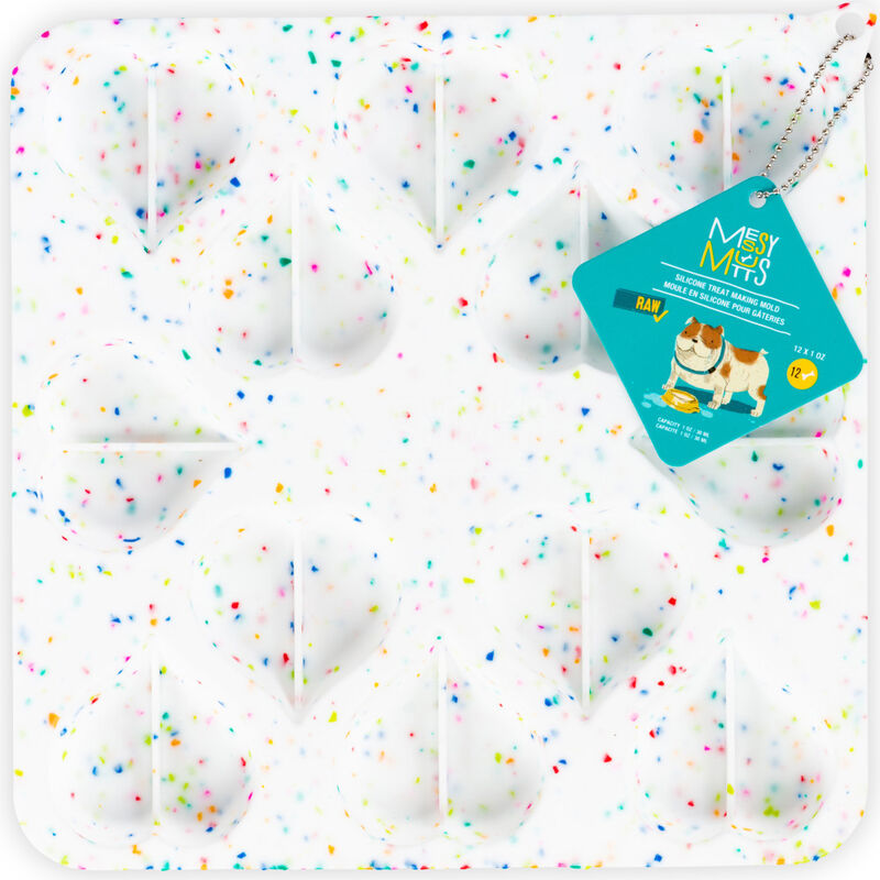 Messy Mutts Bake & Freeze Silicone Dog Treat Maker, Hearts, Confetti image number null