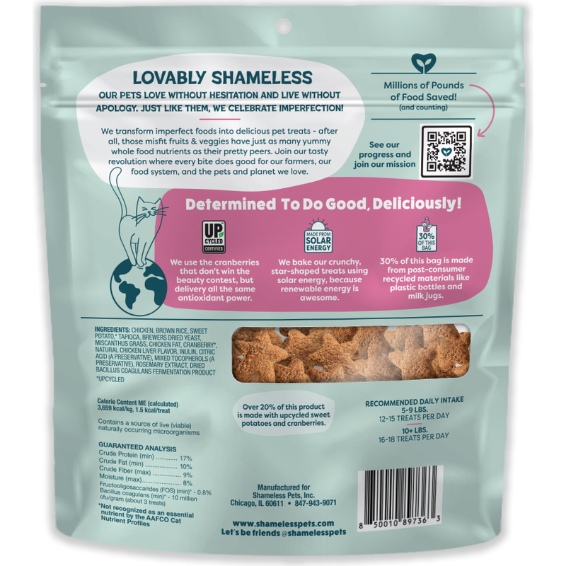 Shameless Pets Cran You Say Crunchy Cat Treats, Chicken & Catnip, 12-oz image number null