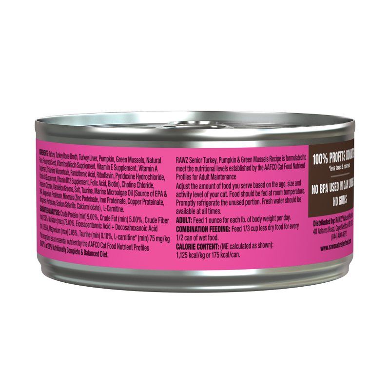 Rawz Senior Pate Canned Cat Food, Turkey Pumpkin & NZ Green Mussels, 5.5-oz image number null