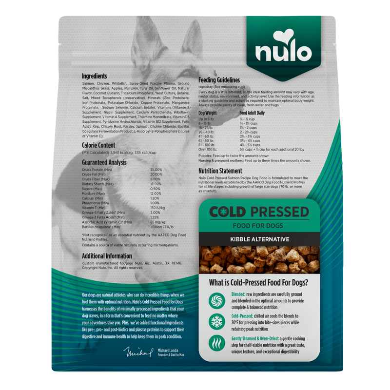 Nulo Cold Pressed Dry Dog Food, Salmon, 2.2-lb image number null