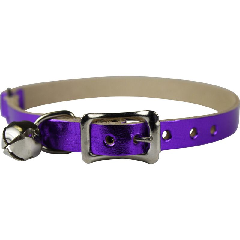 OmniPet Signature Leather Safety Stretch Cat Collar, Metallic Purple image number null
