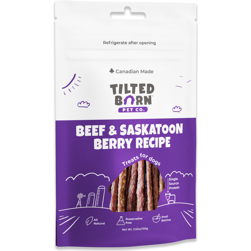 Tilted Barn Dog Treats, Beef and Saskatoon Berry, 3.53-oz image number null