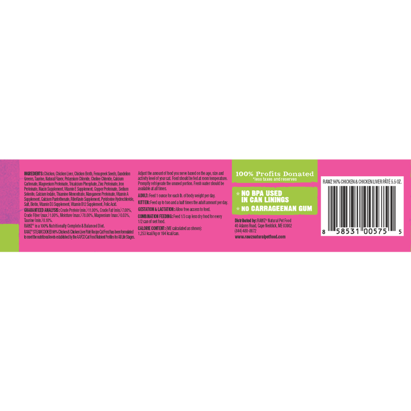 Rawz 96% Pate Canned Cat Food, Chicken & Chicken Liver image number null
